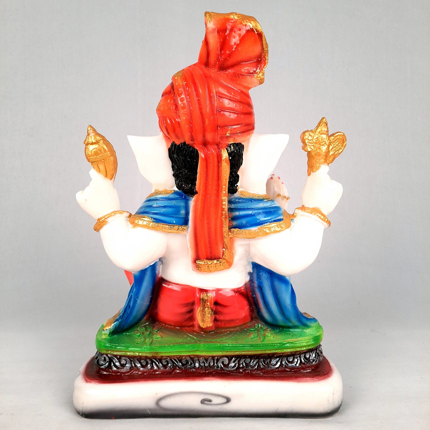 Ganesh Idol | Ganesha Statue Wearing Pagdi Design - for Pooja, Home & Table Decor | Ganpati Murti for Office Desk, Car Dashboard - 11 Inch - Apkamart