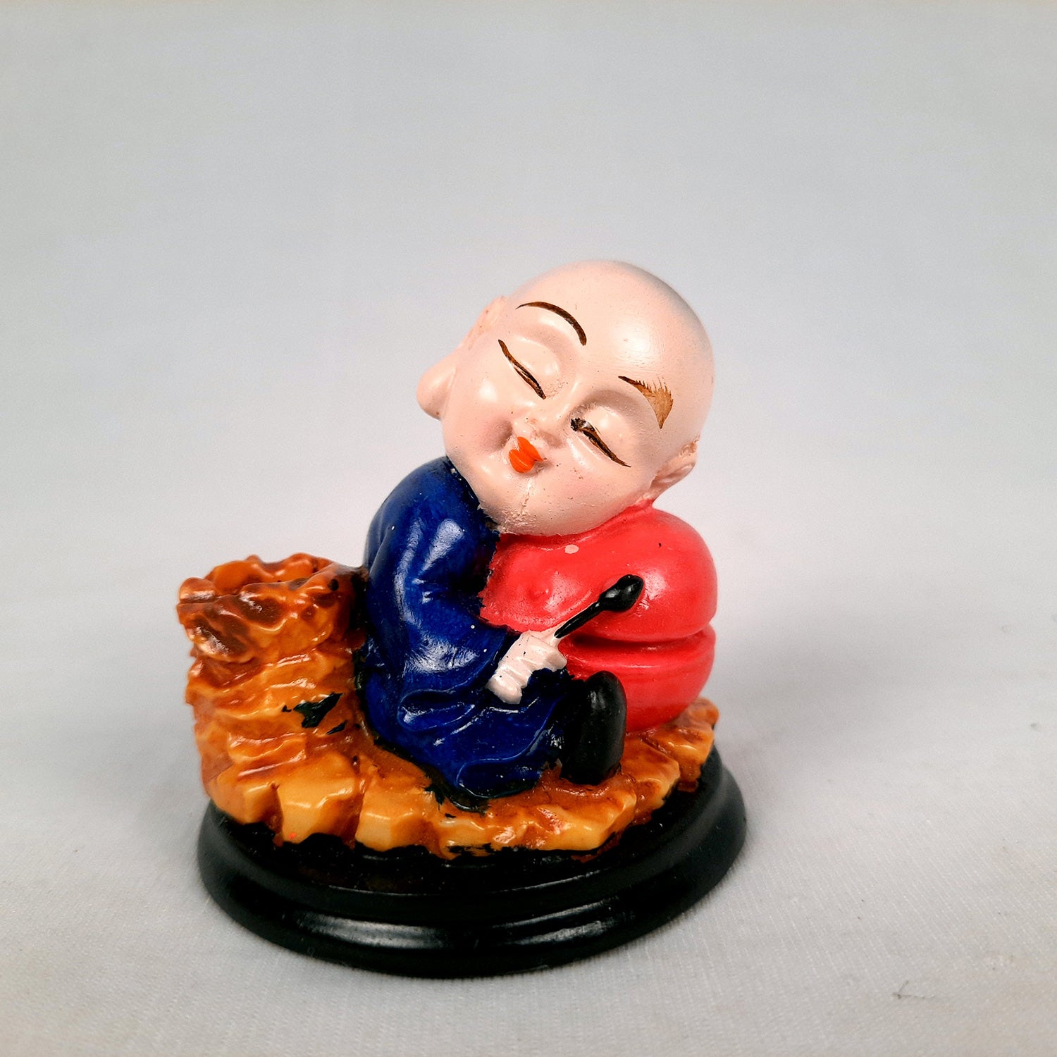 Buddha Baby Monk Showpiece Cum Pen Holder | Feng Shui Decor - For Car Dashboard, Good Luck, Home, Table, Office Decor & Gift -Apkamart #Color_Dark Blue