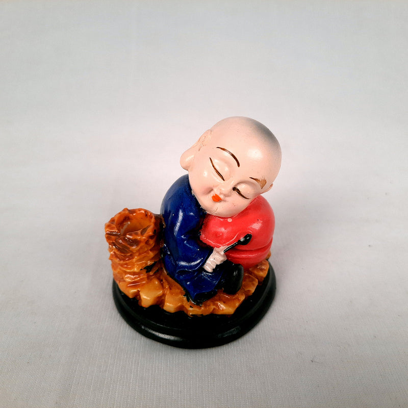 Buddha Baby Monk Showpiece Cum Pen Holder | Feng Shui Decor - For Car Dashboard, Good Luck, Home, Table, Office Decor & Gift -Apkamart