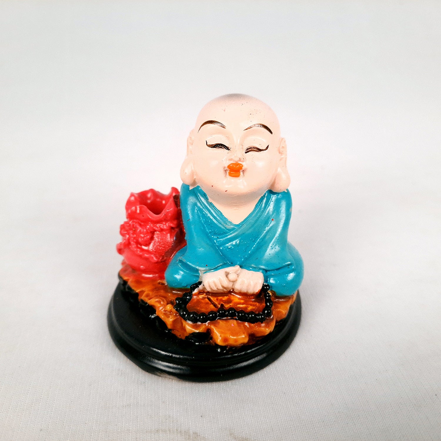 Buddha Baby Monk Showpiece Cum Pen Holder - For Car Dashboard, Good Luck, Home, Table, Office Decor & Gift - 3 Inch (Set of 2)-Apkamart