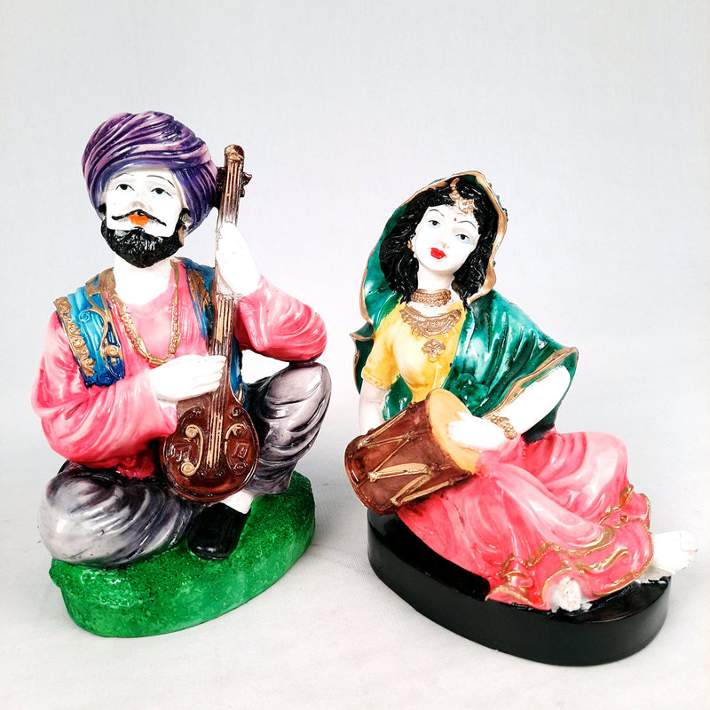 Decorative Couple Musician Showpiece - for Table & Office Decor- 8 inch-Apkamart