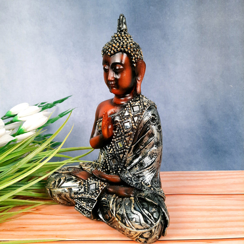 Buddha Statue | Lord Gautam Buddha in Meditation Showpiece - For Living Room, Home, Table, Shelf, Office Decor & Gift - 11 Inch - Apkamart