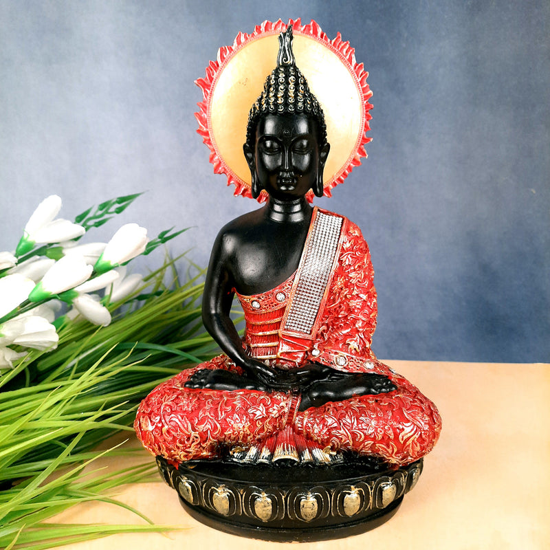 Decorative Black Buddha Statue | Meditating Buddha Showpiece - for Home Decor Showpiece- 12 inch-Apkamart