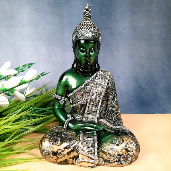 Buddha Statue | Lord Gautam Buddha in Meditation Showpiece - For Living room, Home, Table, Shelf, Office Decor & Gift - 12 Inch - Apkamart