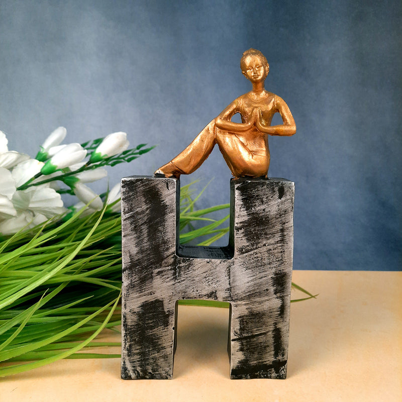 Decorative H Alphabet with Girl Showpiece- 9 inch-Apkamart