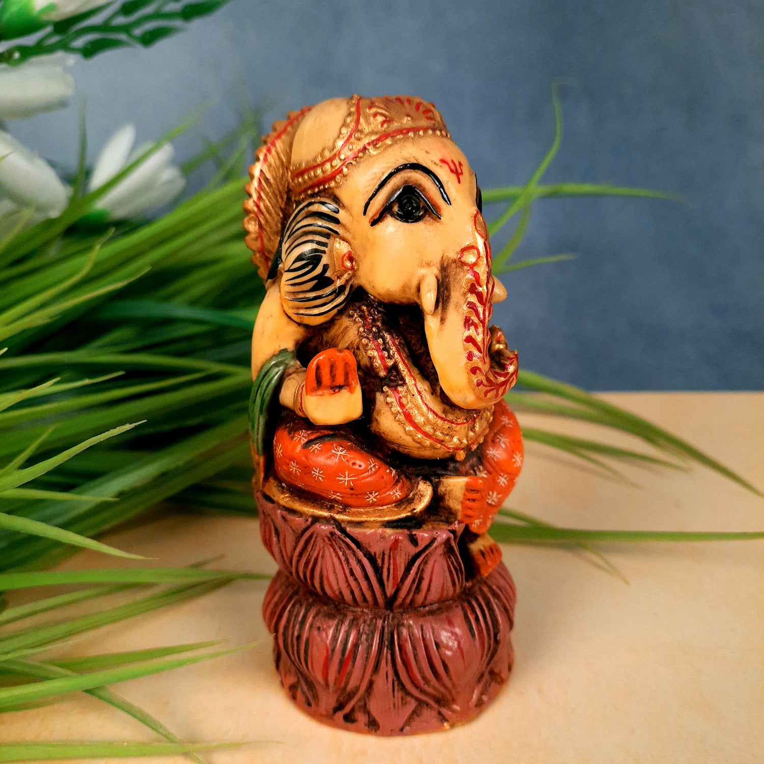 Ganesh Idol | Ganesha Statue - for Puja, Home & Table Decor | Ganpati Murti for Office Desk & Gifts - 5 Inch - Apkamart