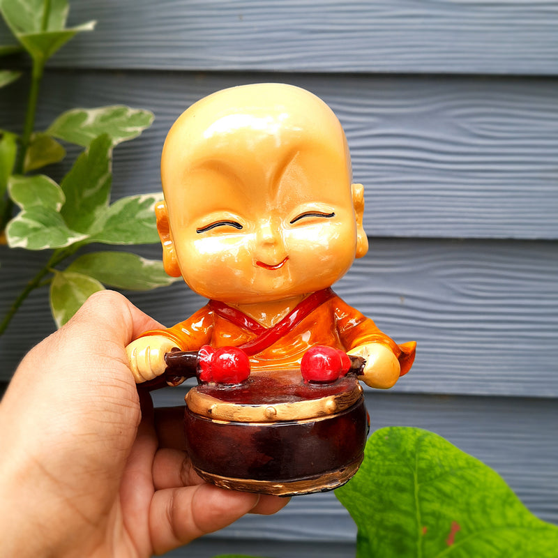 Baby Monk Showpiece | Baby Buddha Feng Shui Decor - For Good Luck, Home, Table, Office Decor & Gift - 5 Inch (Set of 4) - Apkamart