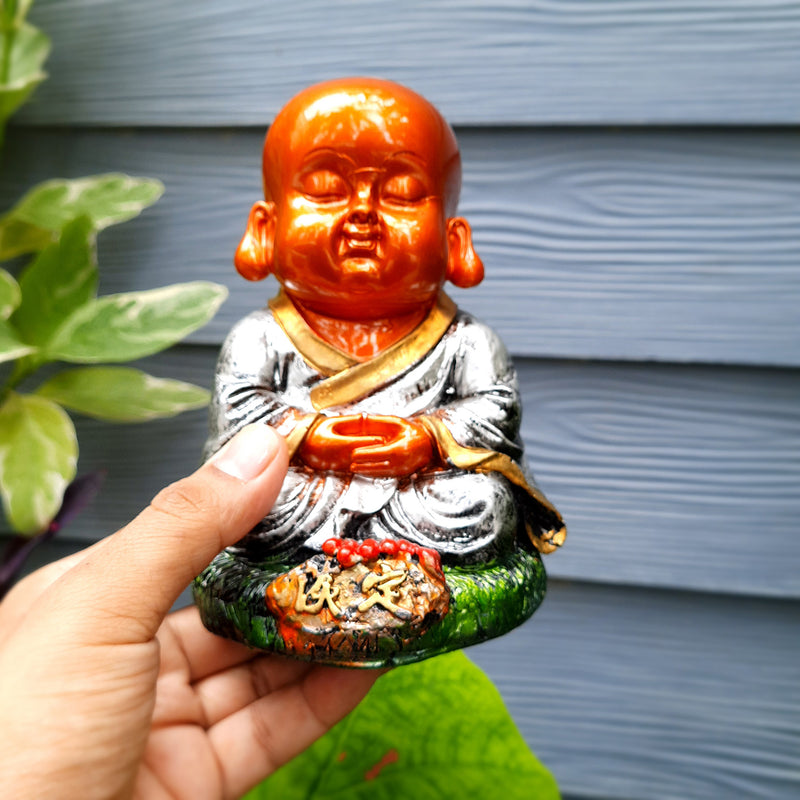 Buddha Baby Monk Showpiece  | Feng Shui Decor - For Good Luck, Home, Table, Office Decor & Gift  - 5 Inch (Set of 3)