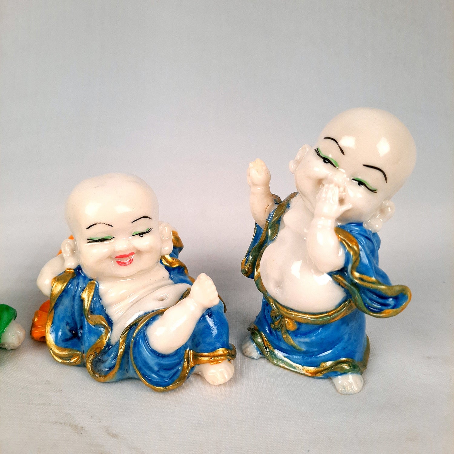 Buddha Baby Monk Showpiece| Feng Shui Decor - for Car Dashboard, Good Luck, Home, Table, Office Decor & Gift- 4 inch (Set of 3)- Apkamart
