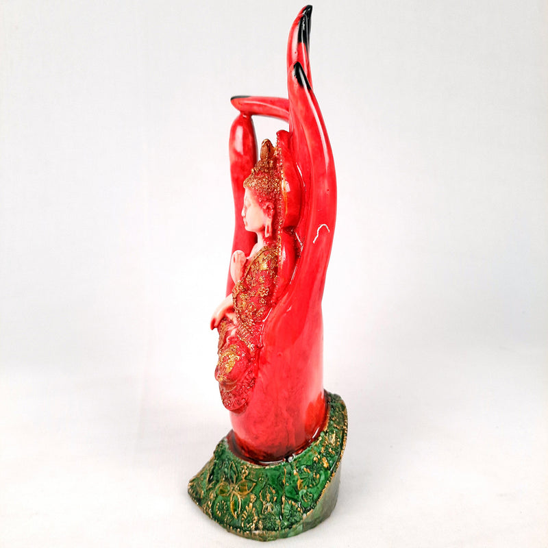 Lord Buddha Statue | Palm Buddha Idol Showpiece - For Living room, Home, Table, Office Decor & Gift - 10 Inch - Apkamart