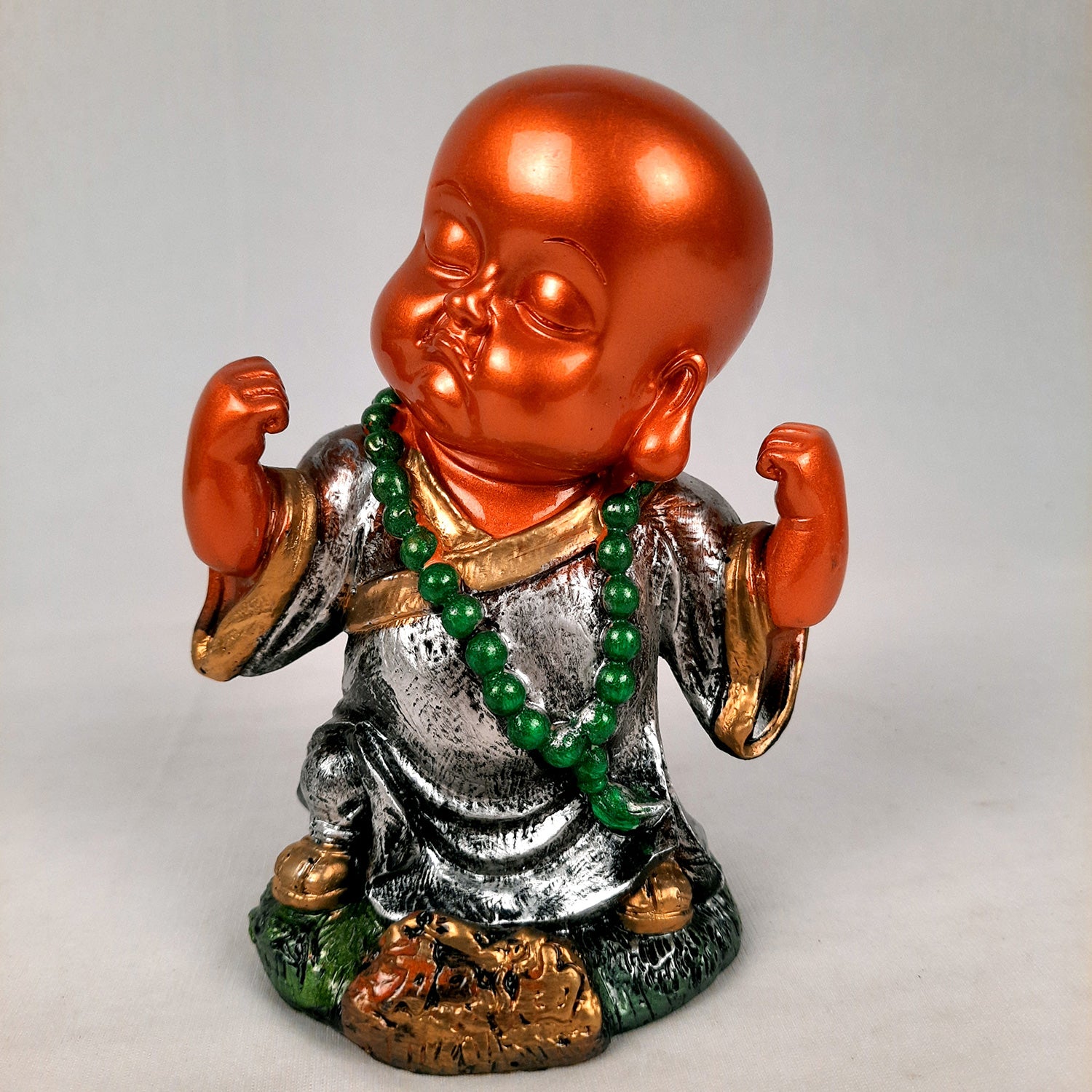 Baby Monk Showpiece Statue | Cute Buddha Feng Shui Decor - for Car Dashboard, Good Luck, Home, Table, Office Decor & Gift- 6.5 inch- Apkamart