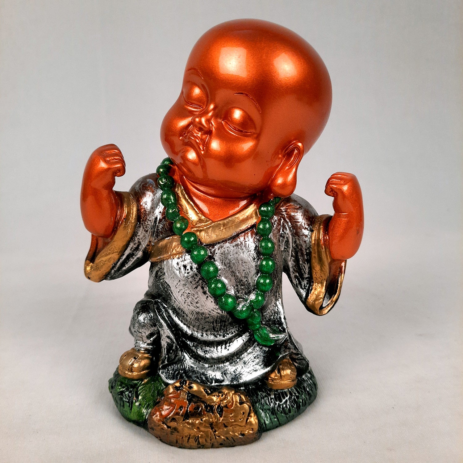 Baby Monk Showpiece Statue | Cute Buddha Feng Shui Decor - for Car Dashboard, Good Luck, Home, Table, Office Decor & Gift- 6.5 inch- Apkamart
