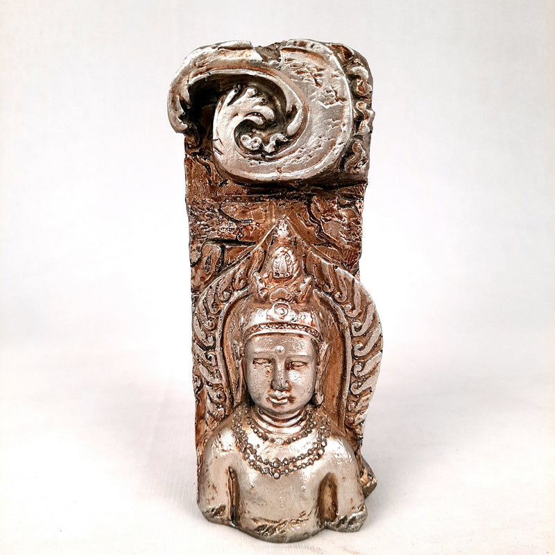 Buddha Showpiece Cum Tea Light Holder |Antique T - Light Candle Stand - for Living Room, Table, Shelf Decor | Home Decorative Item- 6 inch- Apkamart