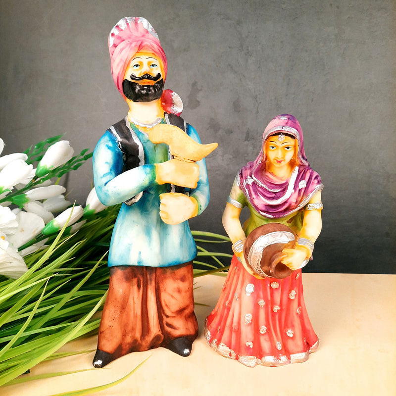 Decorative Couple Musician Showpiece Set- 10 inch Set of 2-Apkamart