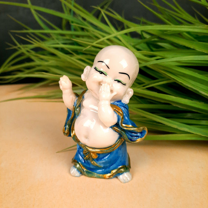 Buddha Baby Monk Showpiece|Happy Monk Feng Shui Table Decor - for Car Dashboard, Good Luck, Home, Office Decor & Gift- 4 inch-Apkamart
