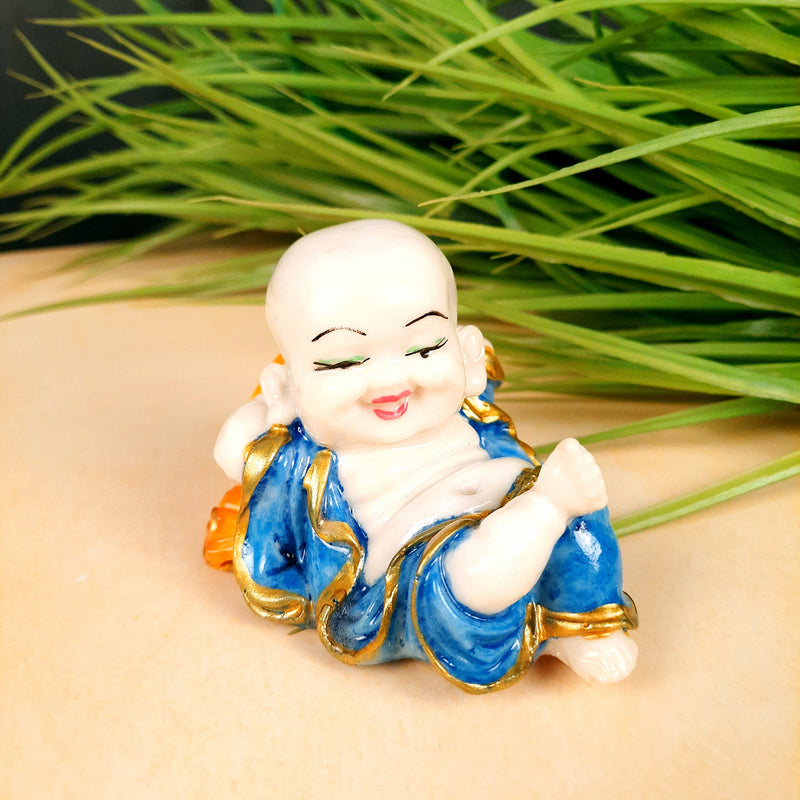 Baby Buddha Relaxing Showpiece | Feng Shui Table Decor - for Car Dashboard, Good Luck, Home, Table, Office Decor & Gift- 3 inch-apkamart