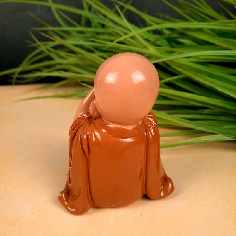 Buddha Baby Monk Showpiece | Feng Shui Decor - For Good Luck, Home, Table, Office Decor, Gift & Car Dashboard - 4 Inch - Apkamart