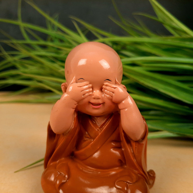 Buddha Baby Monk Showpiece | Feng Shui Decor - For Good Luck, Home, Table, Office Decor, Gift & Car Dashboard - 4 Inch - Apkamart