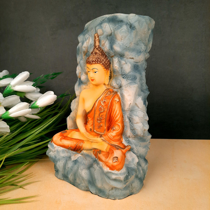 Buddha Statue Cum Vase | Flower Pot with Lord Gautam Buddha Showpiece - for Living Room, Home, Table, Office Decor & Gift- 11 inch- Apkamart