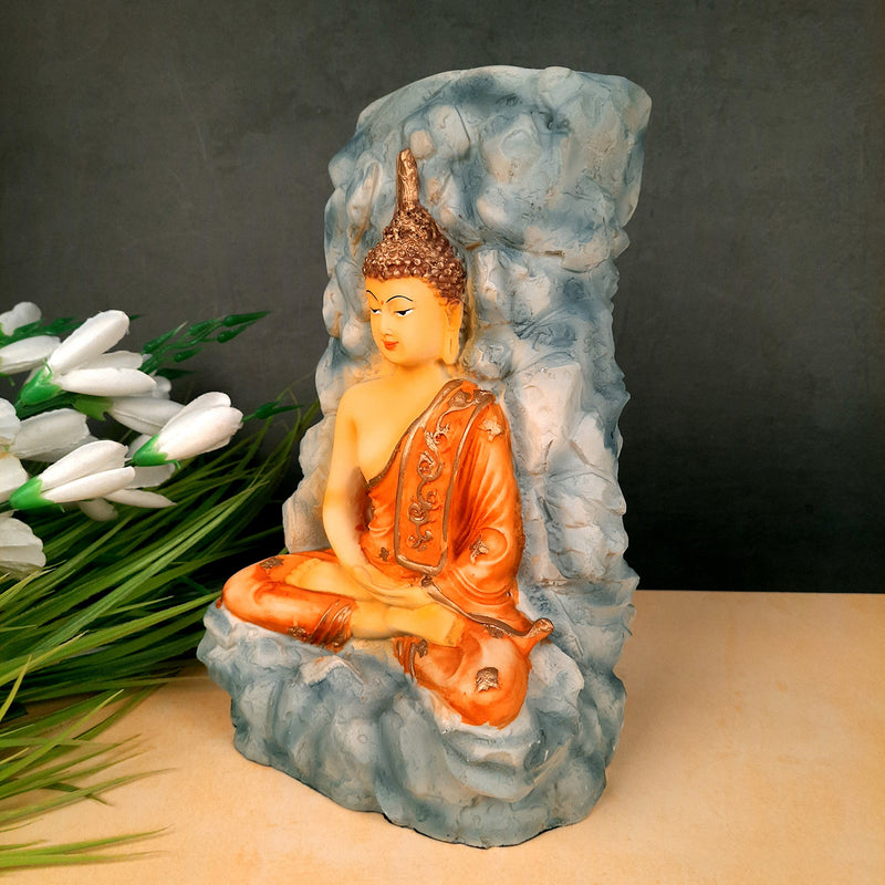 Buddha Statue Cum Vase | Flower Pot with Lord Gautam Buddha Showpiece - for Living Room, Home, Table, Office Decor & Gift- 11 inch- Apkamart