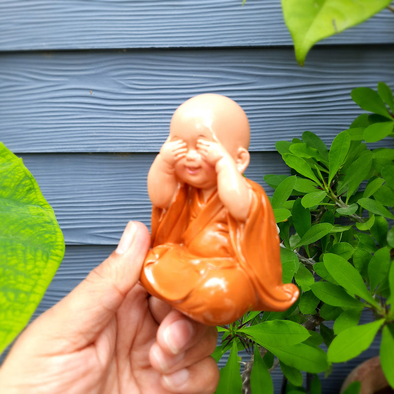 Buddha Baby Monk Showpiece | Feng Shui Decor - For Good Luck, Home, Table, Office Decor, Gift & Car Dashboard - 4 Inch - Apkamart