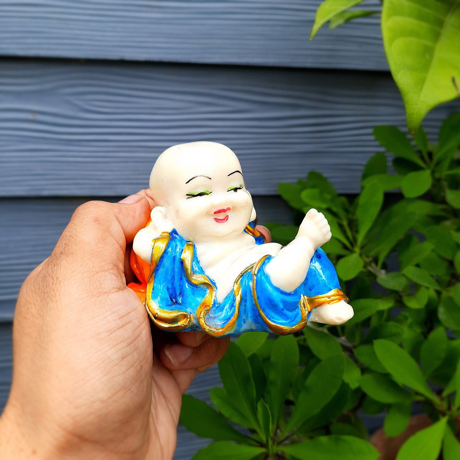 Baby Buddha Relaxing Showpiece | Feng Shui Table Decor - for Car Dashboard, Good Luck, Home, Table, Office Decor & Gift- 3 inch-apkamart