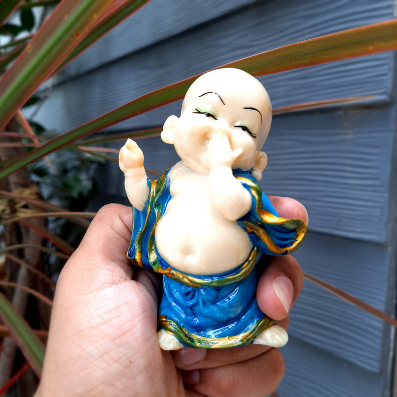 Buddha Baby Monk Showpiece|Happy Monk Feng Shui Table Decor - for Car Dashboard, Good Luck, Home, Office Decor & Gift- 4 inch-Apkamart