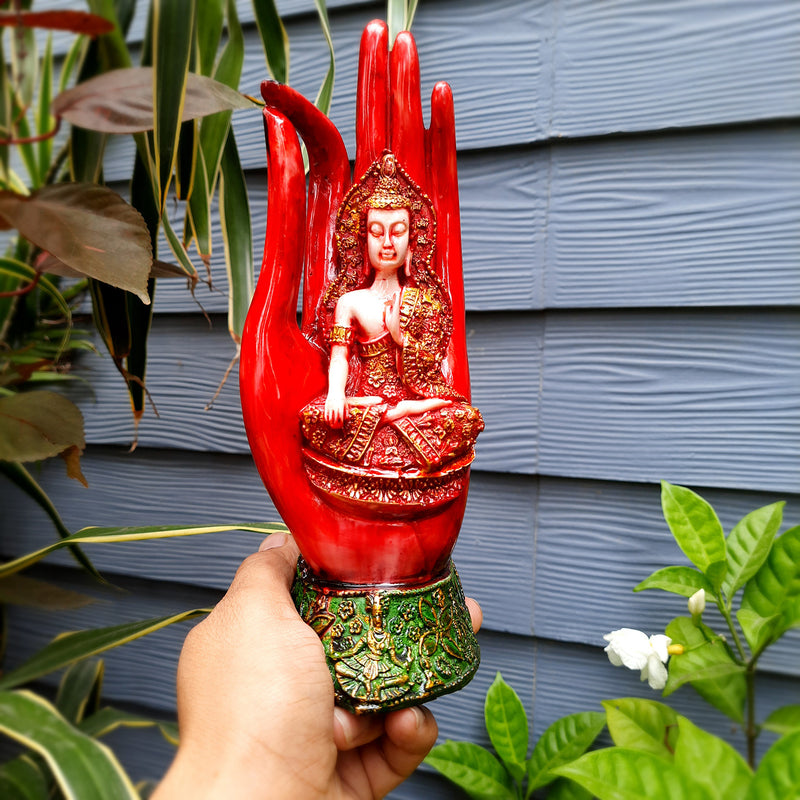 Lord Buddha Statue | Palm Buddha Idol Showpiece - For Living room, Home, Table, Office Decor & Gift - 10 Inch - Apkamart