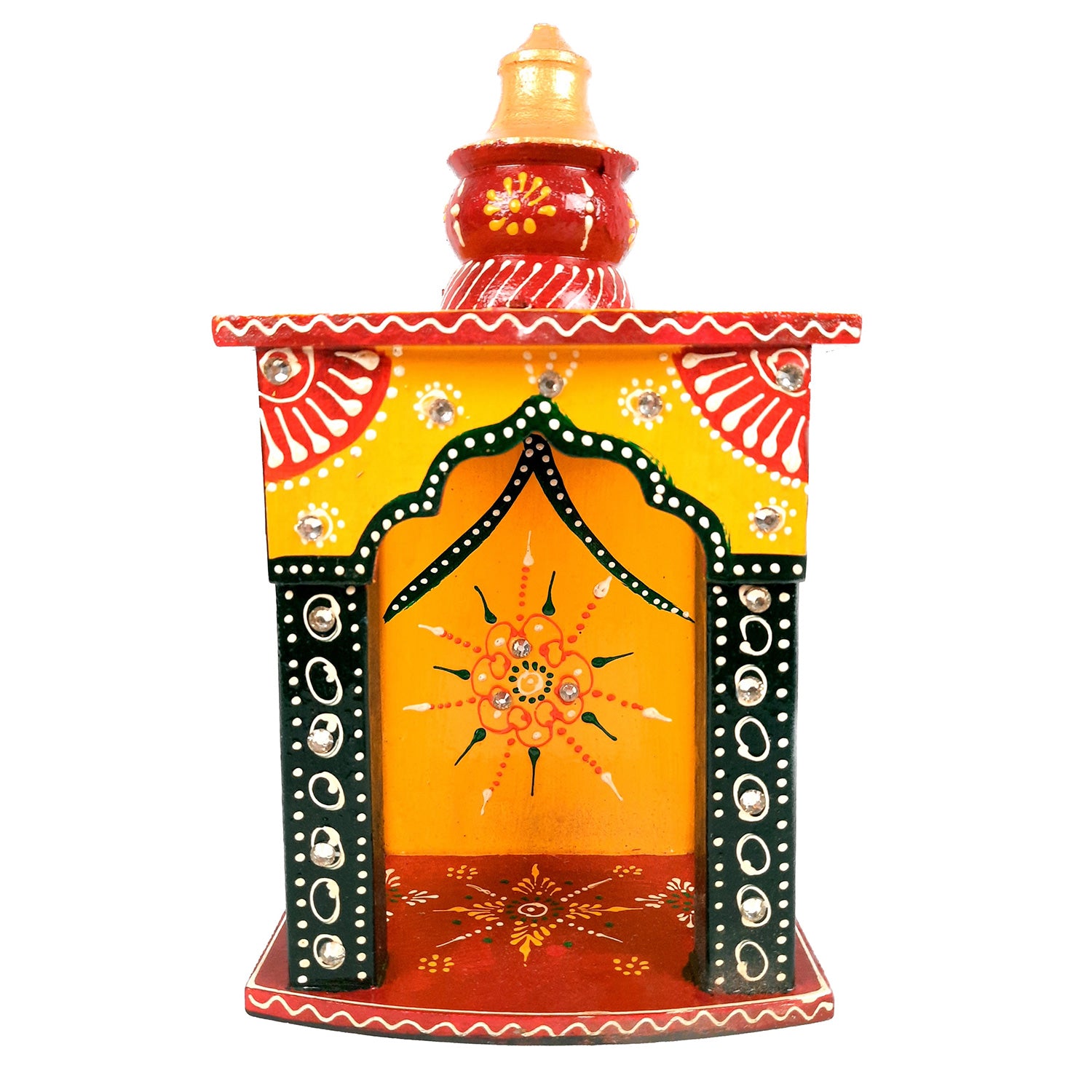 Pooja Temple Wooden | Mandir For Home | Puja Stand | Pooja Unit Small Wall Mounted – For Ghar, Office, Shop -10 Inch - Apkamart