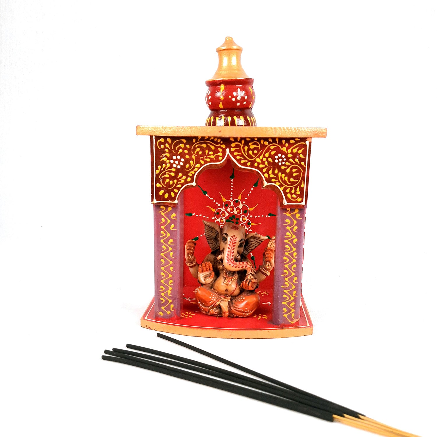 Wooden Temple for Home | Pooja Mandir -10 Inch - ApkaMart #Style_style 1