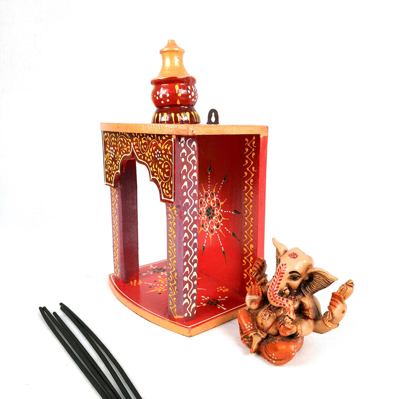 Wooden Temple for Home | Pooja Mandir -10 Inch - ApkaMart