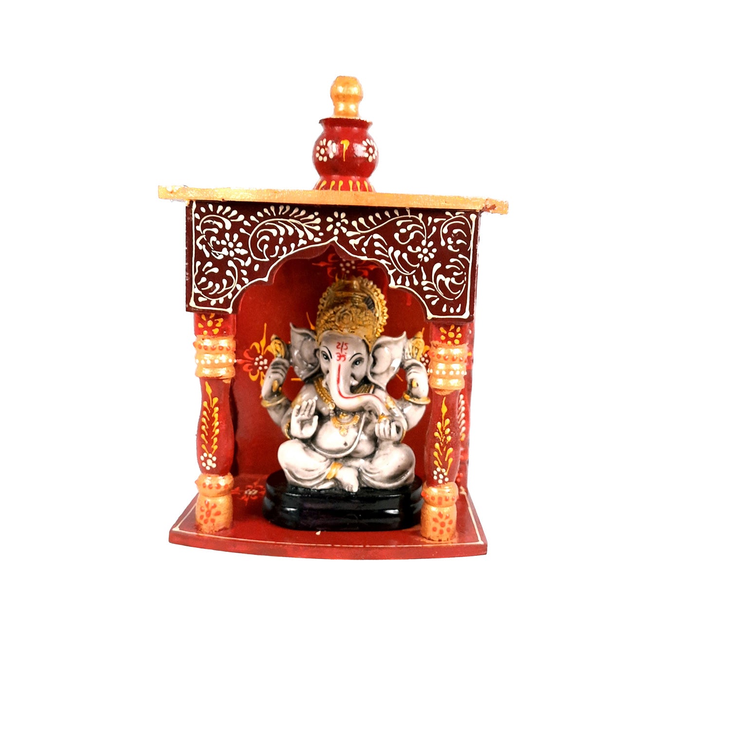 Pooja Temple Wooden | God Temple For Home | Puja Mandir Stand | Pooja Unit Small Wall Mounted – For Ghar, Office, Shop - 12 Inch - Apkamart