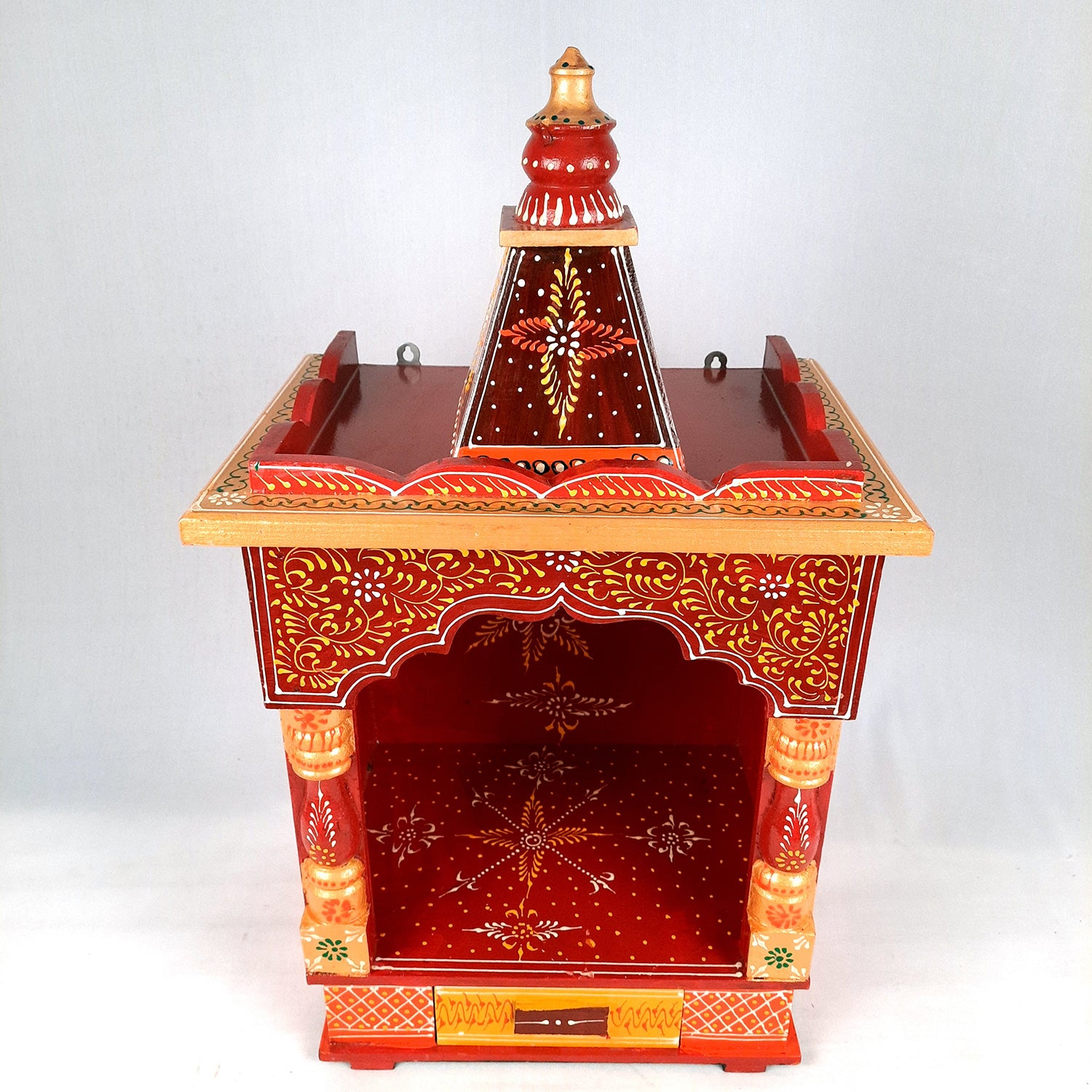 Pooja Temple Wooden With Storage Drawer | Big Mandir For Home | Puja Stand Mandap Wall Mounted – For House, Ghar, Office, Shop - 23 Inch
