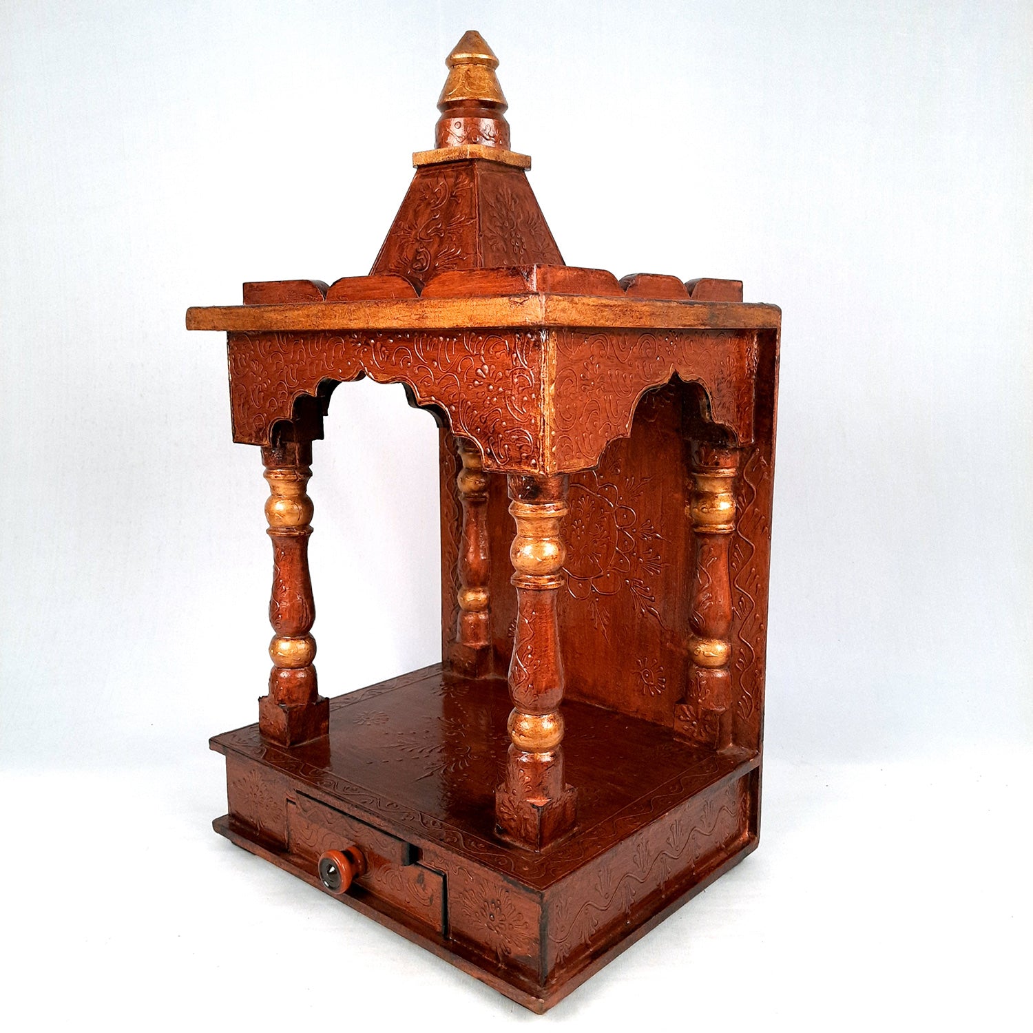 Wooden Temple for Home Big Size - Shelf with Doors - 23 Inch- Apkamart