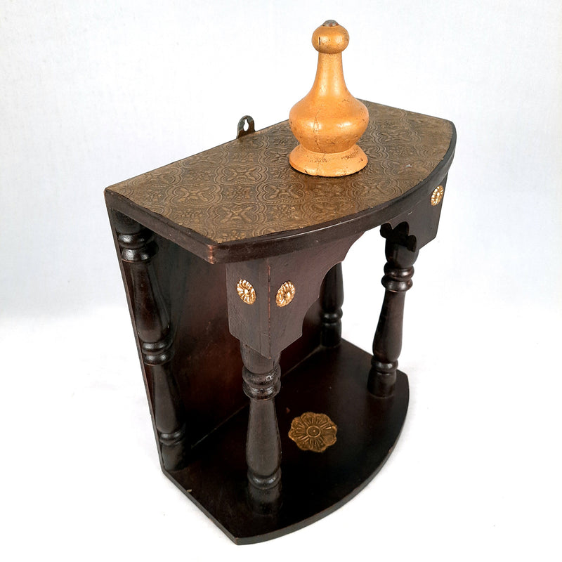 Pooja Mandir with Rustic Look | Antique Home Temple Wooden | Puja Stand/Unit – for Home, Ghar, Office, Shop - 14 inch- apkamart