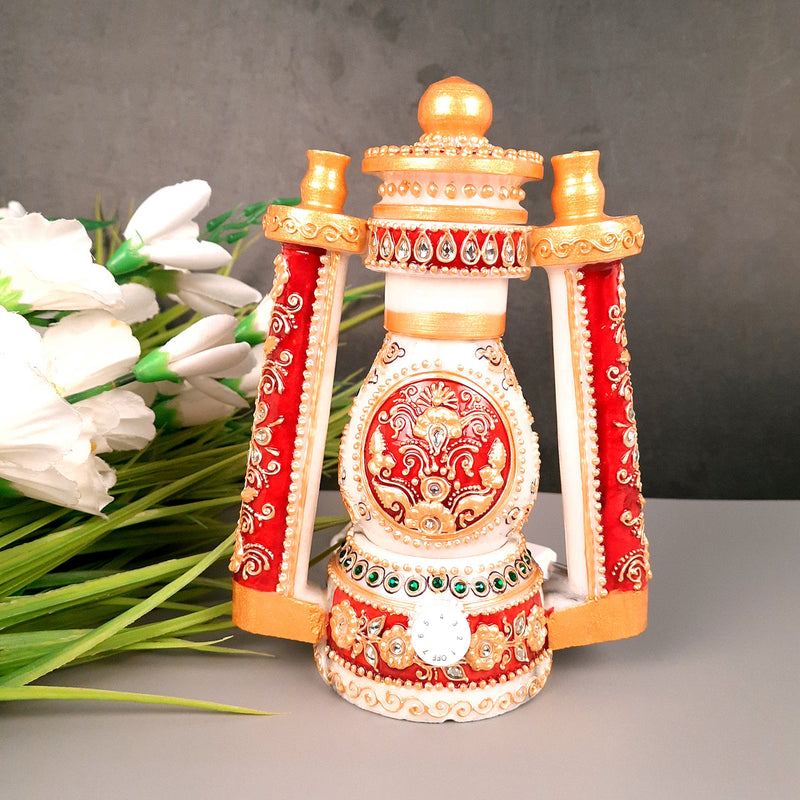 Lantern | Table Lamp Marble - for Bedroom & Living Room - 9 Inch- Apkamart