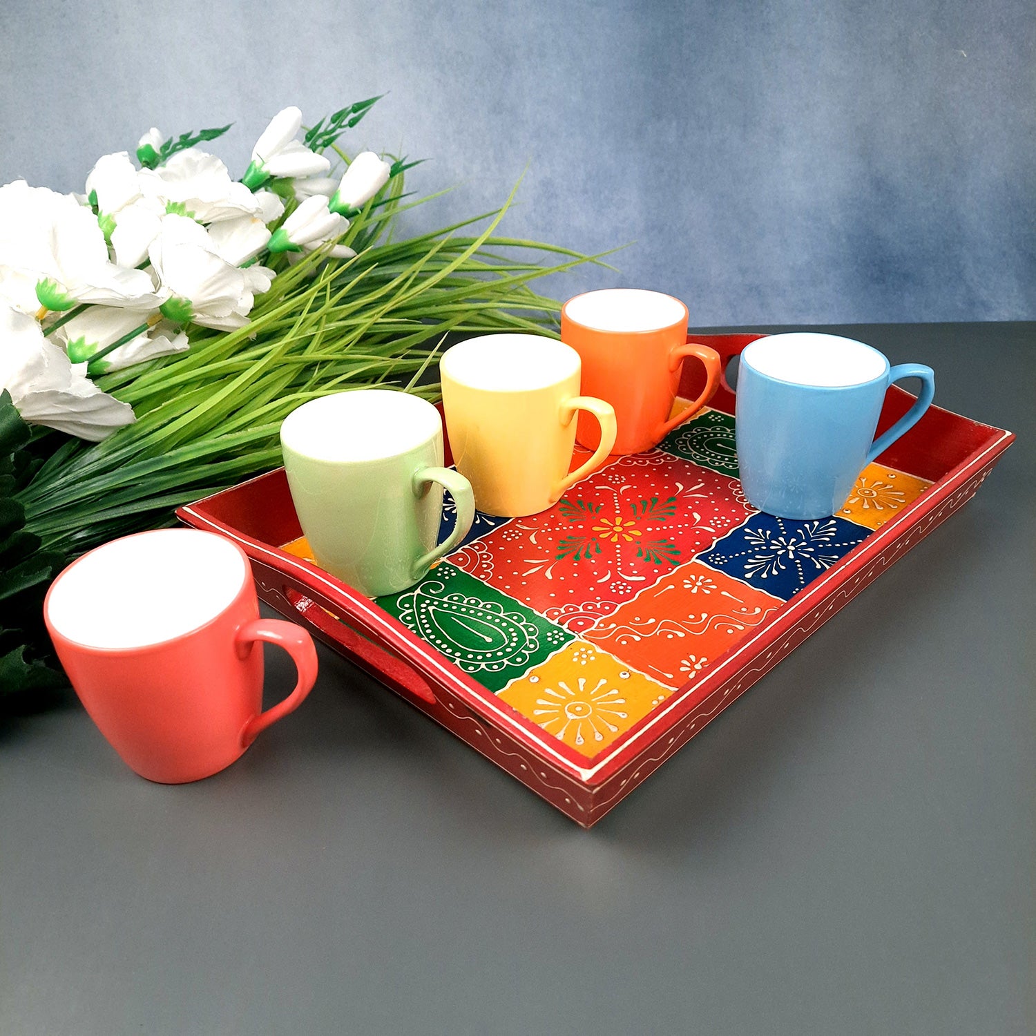 Decorative Tray | Tray for Serving and Home Decor - 13 Inch- Apkamart