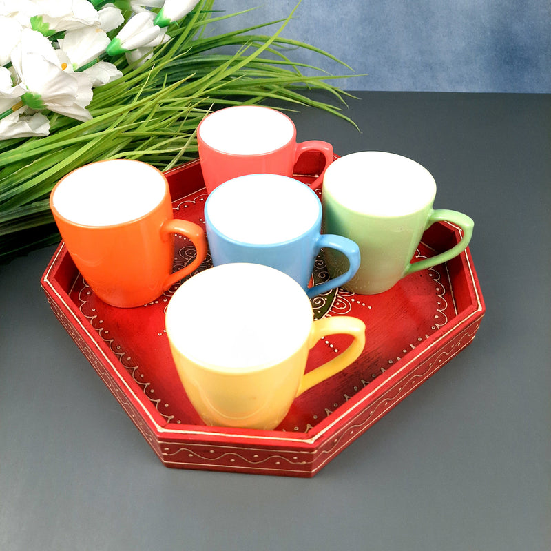 Wooden Serving Tray Set | Tea & Snacks Serving Platter - For Home, Dining Table, Kitchen Decor | Wedding & Housewarming Gift (Combo of 3) - Apkamart