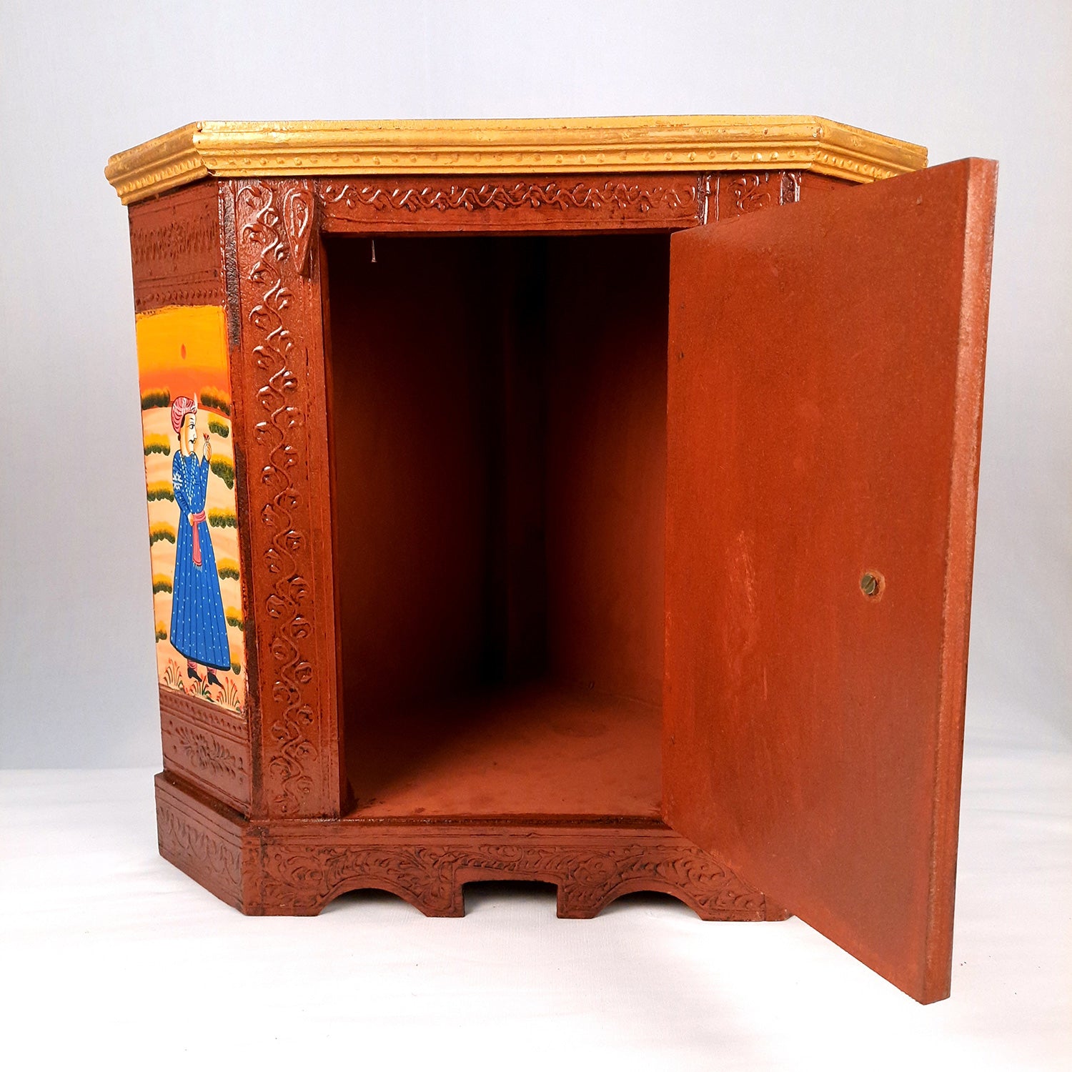 Almirah Corner Rack Wooden | Corner Table Cum Cabinet With Drawer - for Living Room, Home Decor, Storage & Gift - 18 Inch - Apkamart