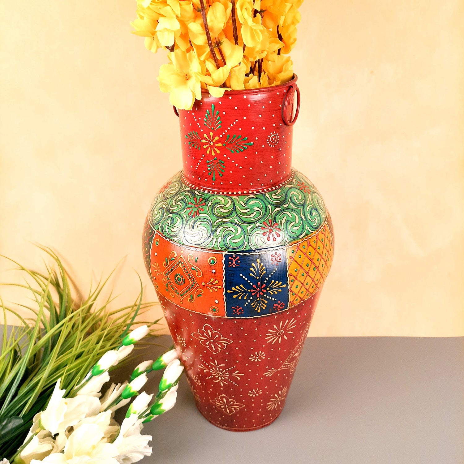 Handicraft Flower Vase Set of 3 with Antique Design Decorative Home,  Offices, Best Gifting, Made by Awarded Indian Artisan