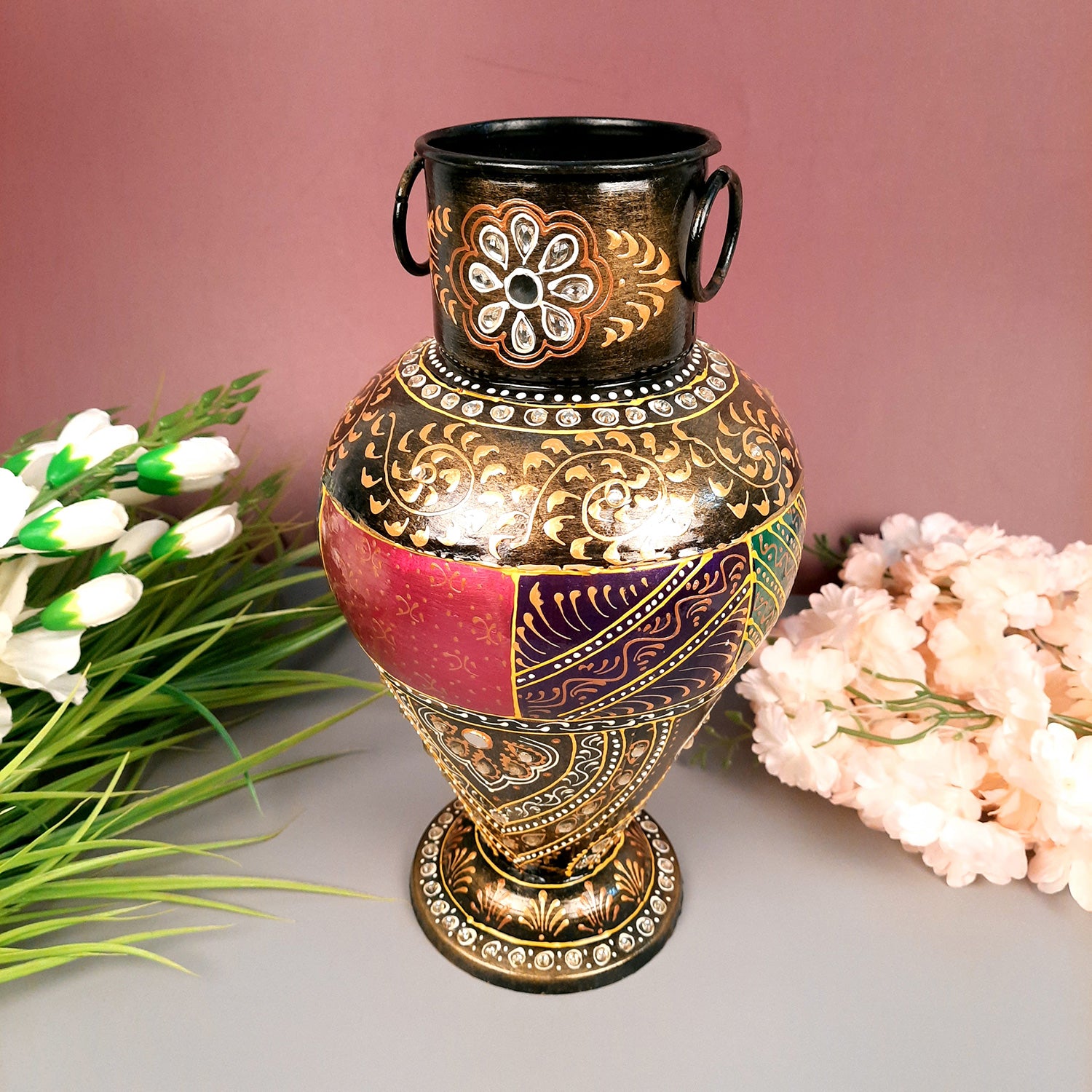 Flower Vase | Pots for Flowers - Metal - For Tabletop, Living Room, Home & Office Decoration | Centerpiece for Table Decoration |Vases for Gifts- 12 Inch