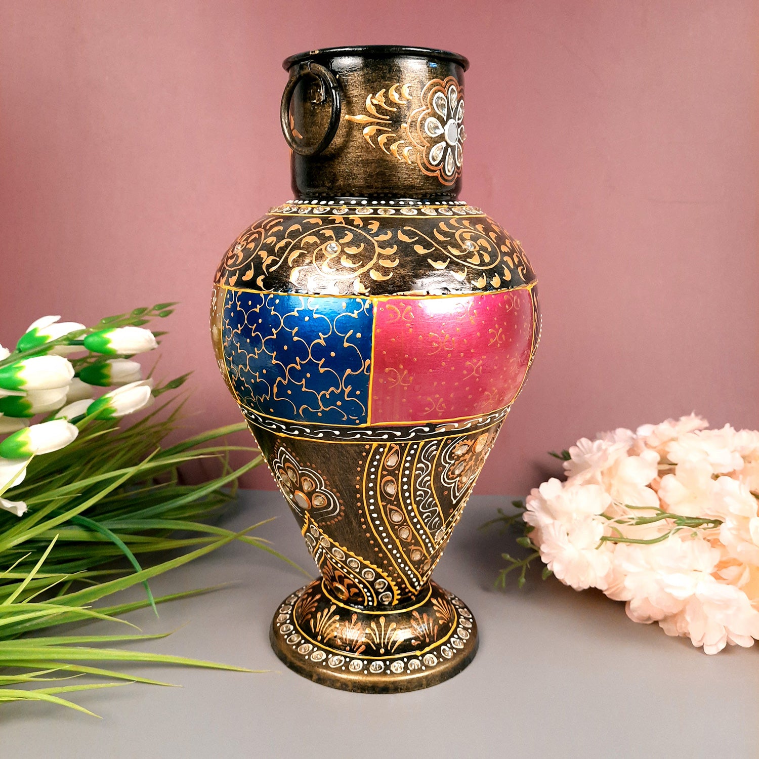 Flower Vase | Pots for Flowers - Metal - For Tabletop, Living Room, Home & Office Decoration | Centerpiece for Table Decoration |Vases for Gifts- 12 Inch