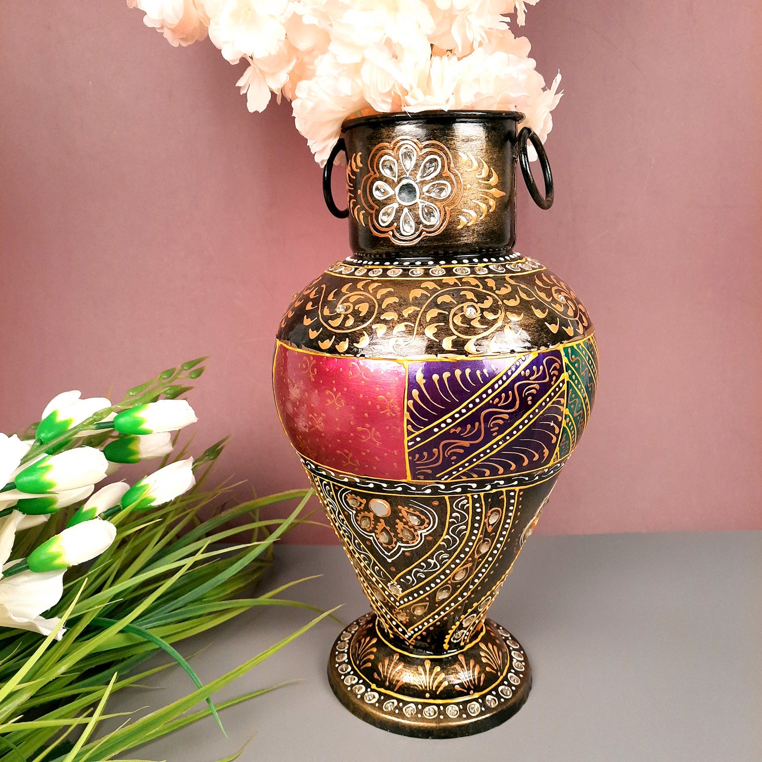 Flower Vase | Pots for Flowers - Metal - For Tabletop, Living Room, Home & Office Decoration | Centerpiece for Table Decoration |Vases for Gifts- 12 Inch