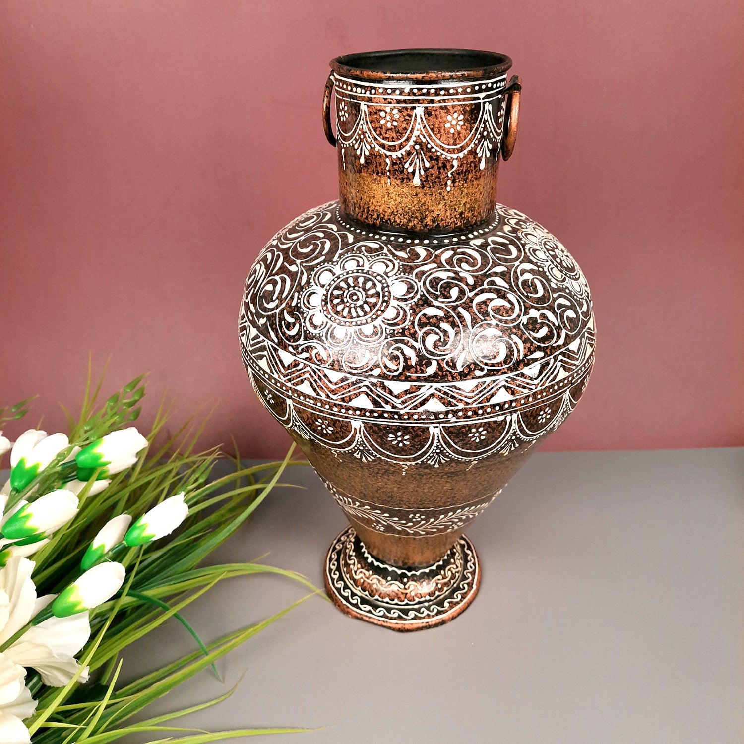 Big Flower Vase | Decorative Vase For Corners & Entrance - For Living Room & Home Decor - Apkamart