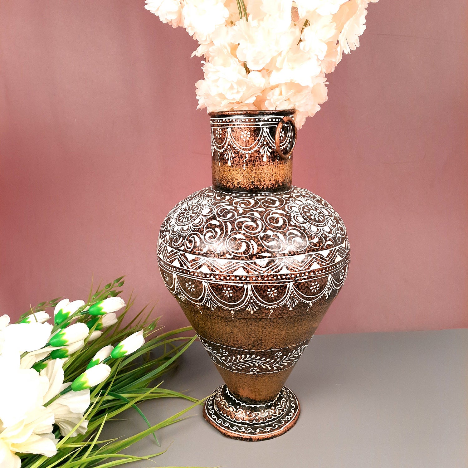 Big Flower Vase | Decorative Vase For Corners & Entrance - For Living Room & Home Decor - Apkamart