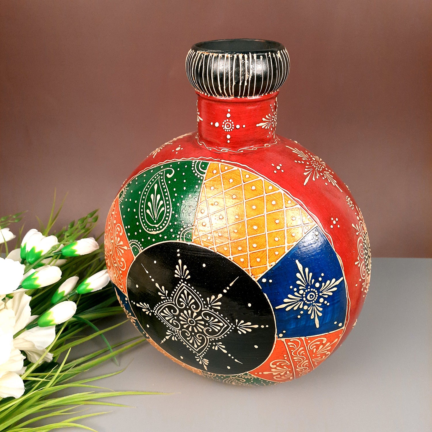 Flower Pot | Vase - For Home Decoration, Living Room, Table Decor & Gifts - 15 Inch - Apkamart