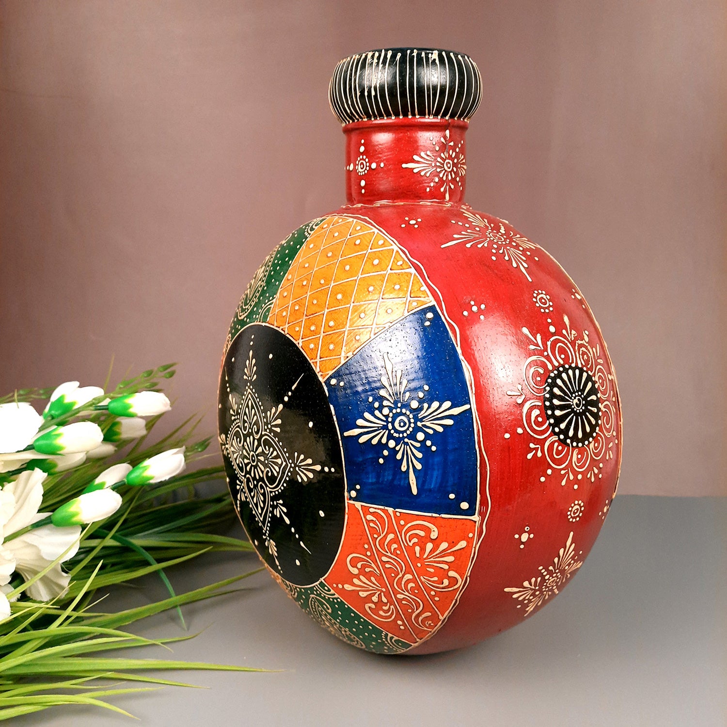 Flower Pot | Vase - For Home Decoration, Living Room, Table Decor & Gifts - 15 Inch - Apkamart