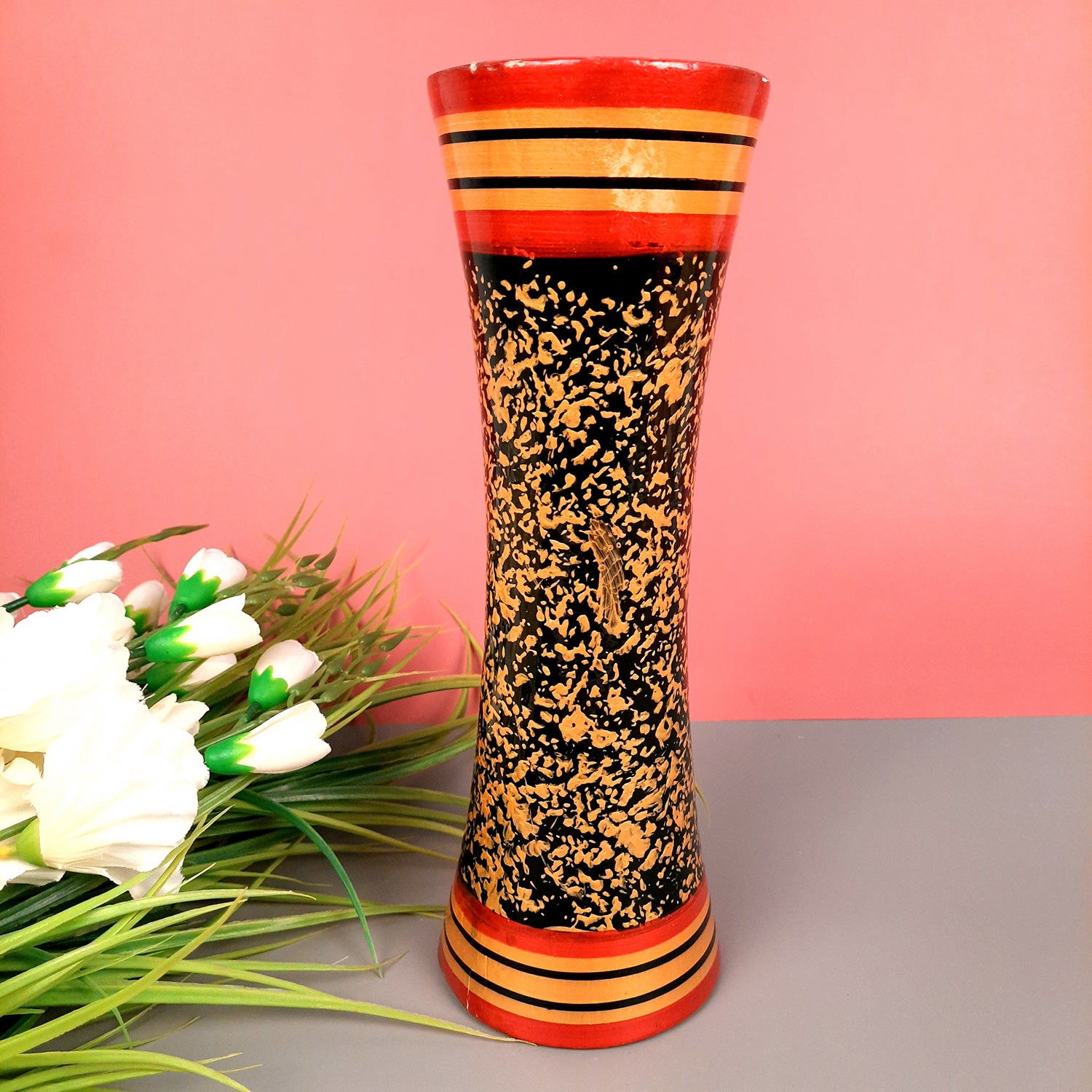Flower Pot | Vase - Wooden - for Home Decoration, Living Room, Table, Shelf, Office & Interior Decor | House Warming & Festival Gift  - 12 Inch