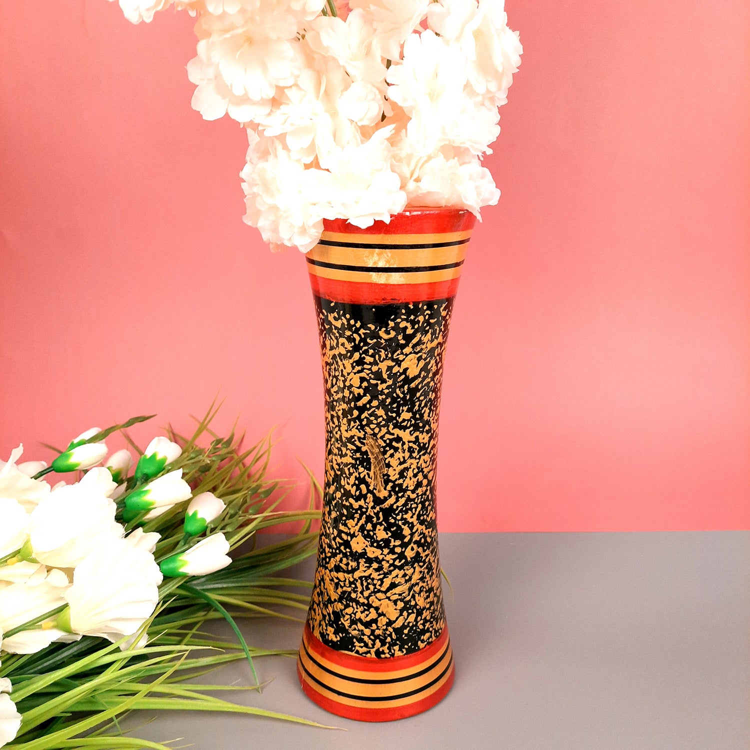 Decorative Ceramic Flower Vase, Grid Design Modern Flower Pot for Home —  ART STREET
