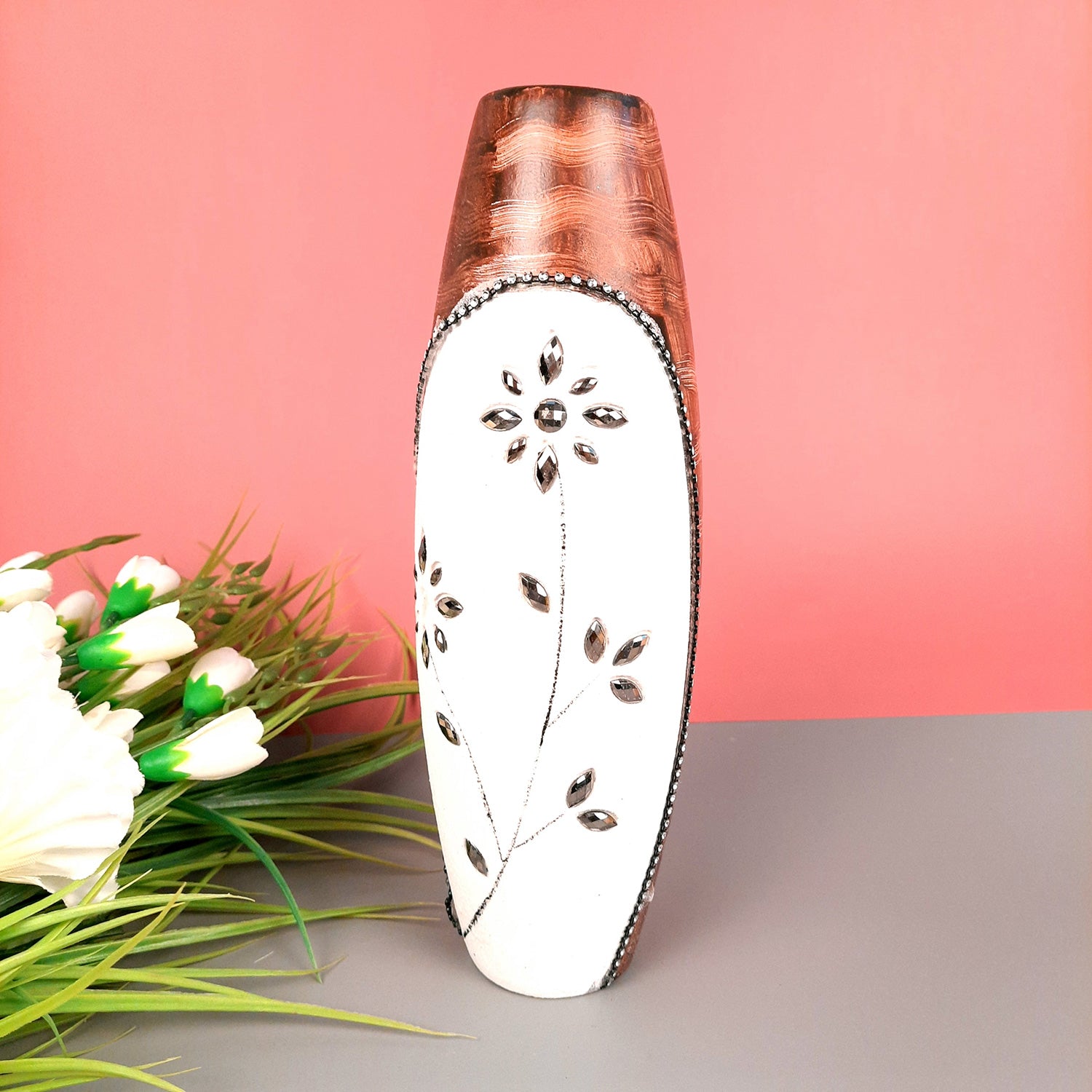 Decorative Vases | Flower Pots - for Home, Living Room, Table & Office Decor - 12 Inch - Apkamart
